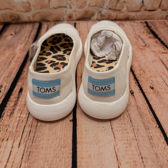 Tom's Alpargata Mallow Casual White Canvas Slip-On Shoes with Leopard Insole 6 - Picture 8 of 12